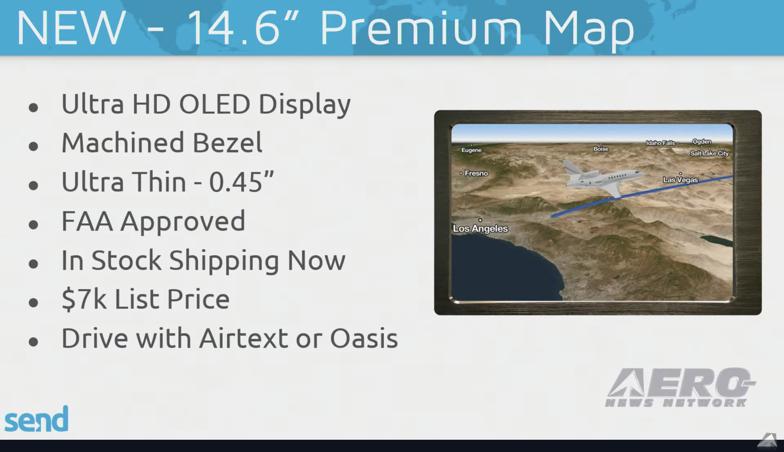 New 14.6-inch premium OLED moving map display from SEND with ultra-thin profile